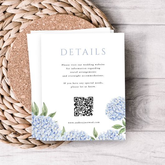 Blue Hydrangea Simple Detail QR Code Informatiekaartje
