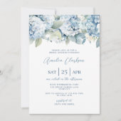 Blue Hydrangea Something Blue Bridal Shower Invite Kaart (Voorkant)
