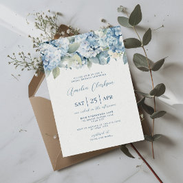 Blue Hydrangea Something Blue Bridal Shower Invite Kaart