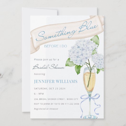 Blue Hydrangea Something Blue Vrijgezellenfeest Kaart (Voorkant)