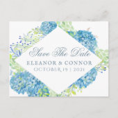 Blue Hydrangea Sophisticated Wedding Aankondigingskaart (Voorkant)