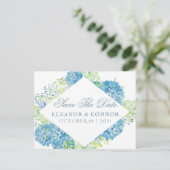 Blue Hydrangea Sophisticated Wedding Aankondigingskaart (Staand voorkant)