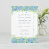 Blue Hydrangea Sophisticated Wedding Kaart (Staand voorkant)