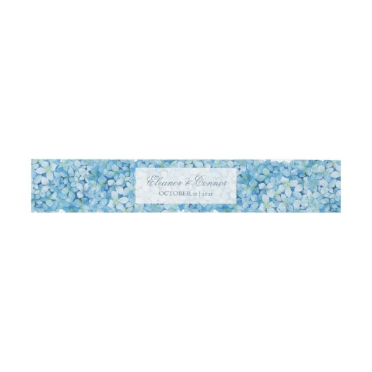 Blue Hydrangea Sophisticated Wedding Uitnodigingen Wikkel (Vlak)