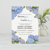 Blue Hydrangea Spring Flower Wedding Invitation Kaart (Staand voorkant)