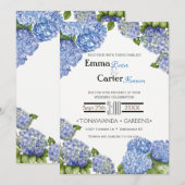 Blue Hydrangea Spring Flower Wedding Invitation Kaart (Voorkant / Achterkant)