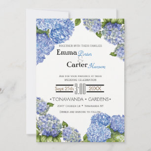 Blue Hydrangea Spring Flower Wedding Invitation Kaart