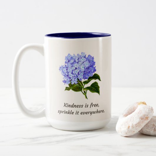 Blue Hydrangea Sprinkle Tweekleurige Koffiemok (Met donut)