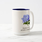 Blue Hydrangea Sprinkle Tweekleurige Koffiemok (Voorkant rechts)