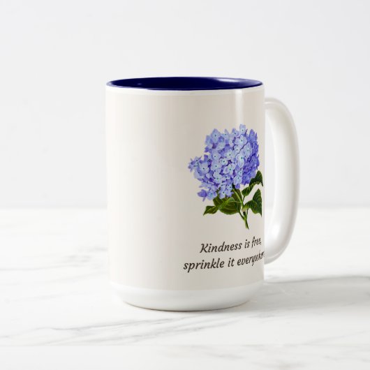 Blue Hydrangea Sprinkle Tweekleurige Koffiemok (Voorkant rechts)