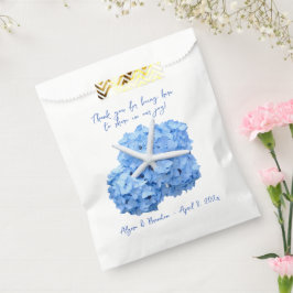 Blue Hydrangea Starfish Beach Wedding Favor Bags Bedankzakje