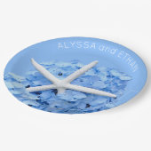 Blue Hydrangea Starfish Shower Papieren Bordje (Gekanteld)