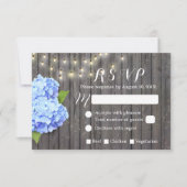 Blue Hydrangea & String Lights Barn Wood RSVP (Voorkant)