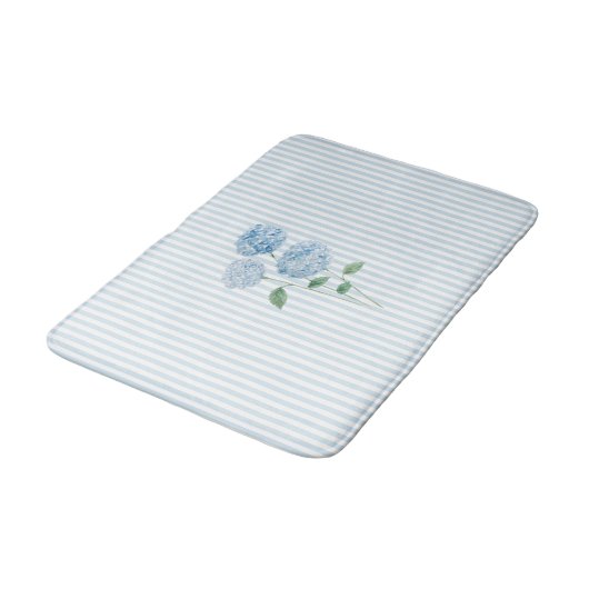 Blue Hydrangea Stripe Pattern Coastal Badmat (Gekanteld)