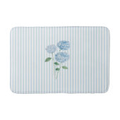 Blue Hydrangea Stripe Pattern Coastal Badmat (Voorkant)