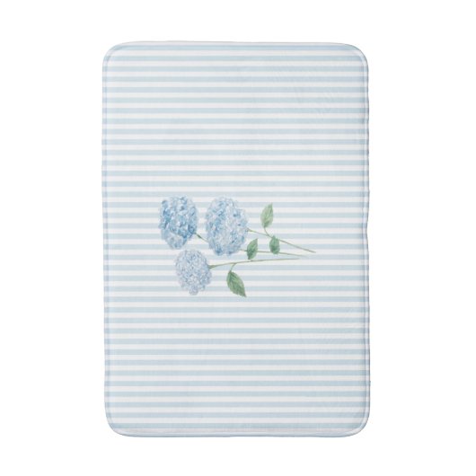Blue Hydrangea Stripe Pattern Coastal Badmat (Voorkant Verticaal)