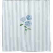 Blue Hydrangea Stripe Pattern Coastal  Douchegordijn (Voorkant)