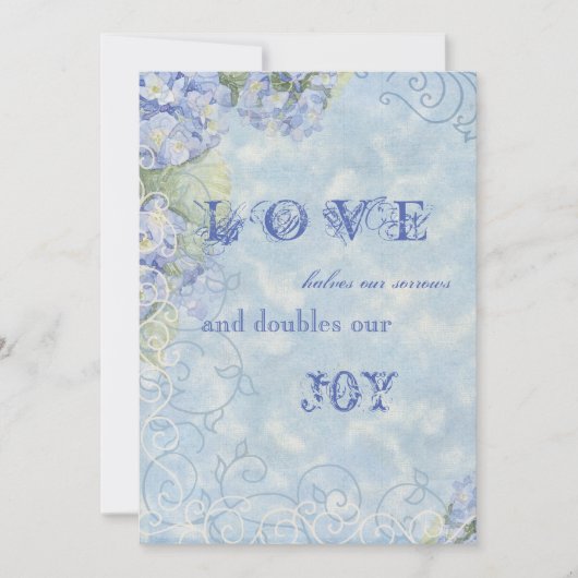 Blue Hydrangea Swirl Floral  Style Invite Kaart (Voorkant)