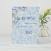 Blue Hydrangea Swirl Floral  Style Invite Kaart (Staand voorkant)