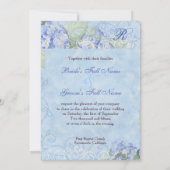 Blue Hydrangea Swirl Floral  Style Invite Kaart (Achterkant)