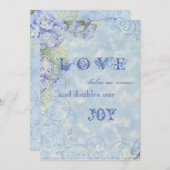 Blue Hydrangea Swirl Floral  Style Invite Kaart (Voorkant / Achterkant)