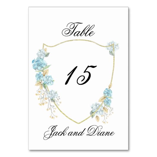 Blue Hydrangea Table Number Kaarten (Achterkant)