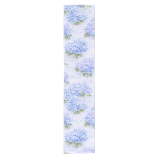 Blue Hydrangea Table Runner | Coastal Hamptons Korte Tafelloper (Voorkant)