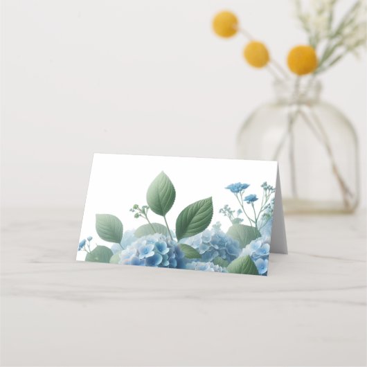 Blue Hydrangea Tafel Zitnummers Plaats Kaart Plaatskaartje (Achterkant)