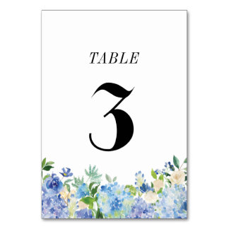 Blue Hydrangea tafelnummer Kaart - tabel drie