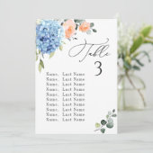 Blue Hydrangea Tafelnummer Zitkaarten Kaarten (Staand voorkant)