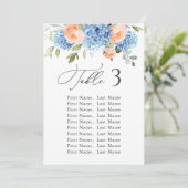 Blue Hydrangea Tafelnummer Zitkaarten Kaarten (Staand voorkant)