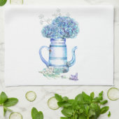 Blue Hydrangea Teapot Farmhouse Pastel Floral Theedoek (Gevouwen)