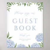 Blue Hydrangea Teken ons gastenboek bruiloft Poste Poster (Voorkant)