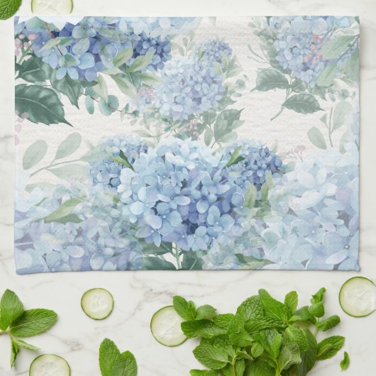 Blue Hydrangea Theedoek (Gevouwen)