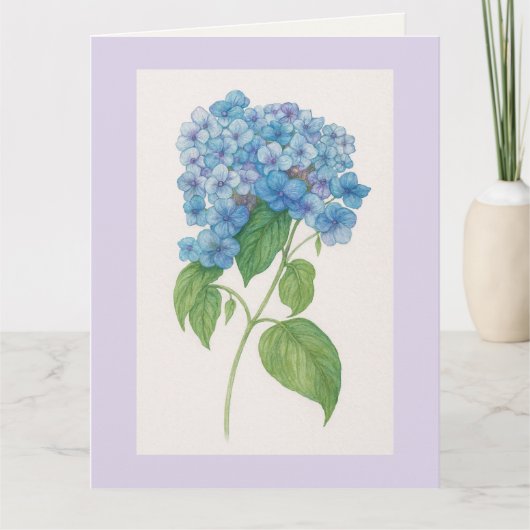 Blue Hydrangea Thinking of You | Printable Greetin Kaart (Voorkant)