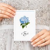 Blue Hydrangea traditioneel drieletterd monogram Bedankkaart