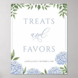 Blue Hydrangea Treats en Favorieten Bruiloft Poster