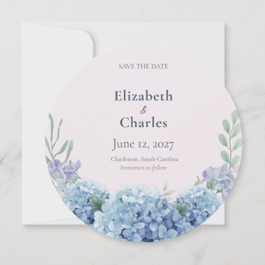 Blue Hydrangea Tuin Save the Date (Voorkant)