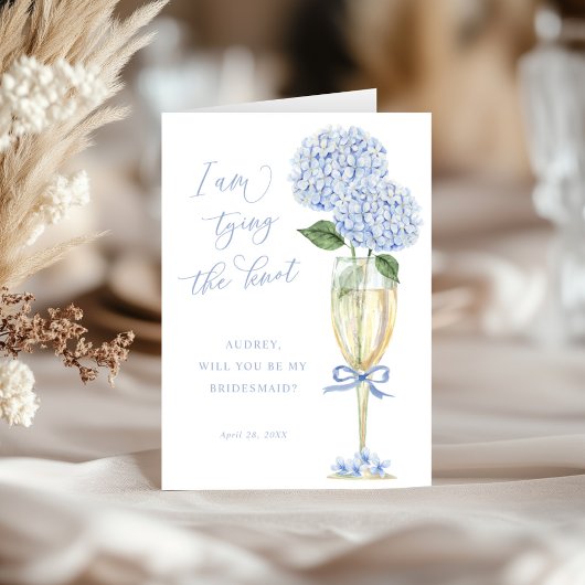 Blue Hydrangea Tying the Knot Bridal Proposal Kaar Bedankkaart