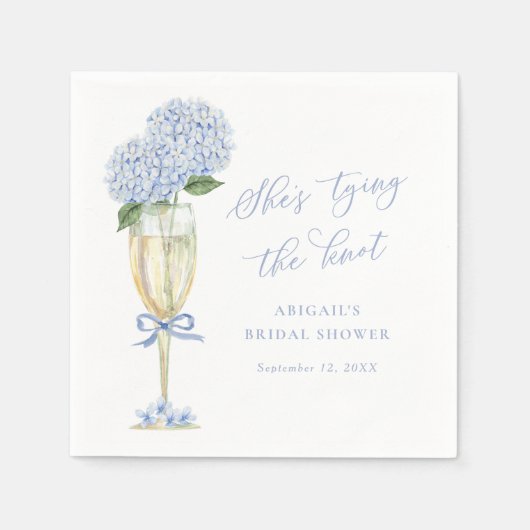Blue Hydrangea Tying the Knot Personalized Servet (Voorkant)
