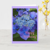 Blue Hydrangea Verjaardagskaart Kaart (Gele Bloem)