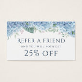 Blue Hydrangea verwijzingskaart Visitekaartje (Voorkant)