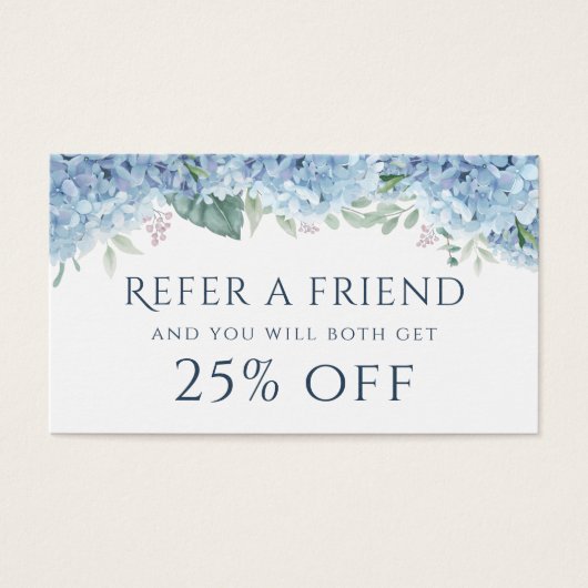 Blue Hydrangea verwijzingskaart Visitekaartje (Voorkant)