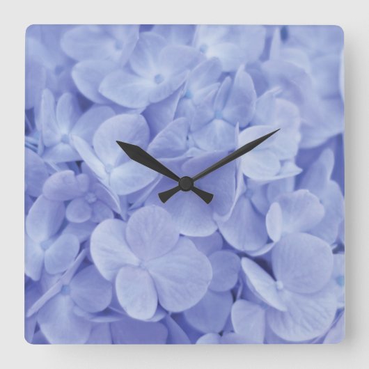 Blue Hydrangea Vierkante Klok (Voorkant)