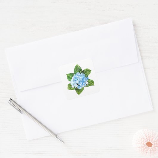 Blue Hydrangea Vierkante Sticker (Envelop)