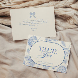 Blue Hydrangea Vintage Bridal Shower Thank You Bedankkaart
