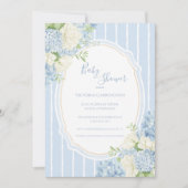 Blue Hydrangea Vintage Frame Baby Shower  Kaart (Voorkant)