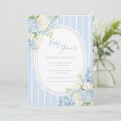 Blue Hydrangea Vintage Frame Baby Shower  Kaart (Staand voorkant)