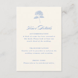 Blue Hydrangea Vintage Wedding Details Informatiekaartje