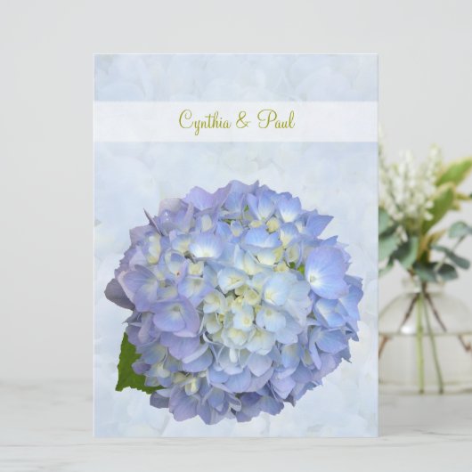 Blue Hydrangea Vow Renewal Uitnodiging (Staand voorkant)